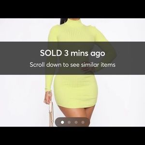 Long sleeve, ribbed dress- LIME